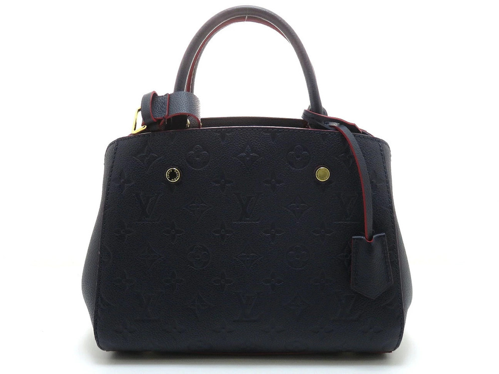 LOUIS VUITTON Bag Montaigne Handbag Marine Blue Rouge Red Monogram Empreinte
